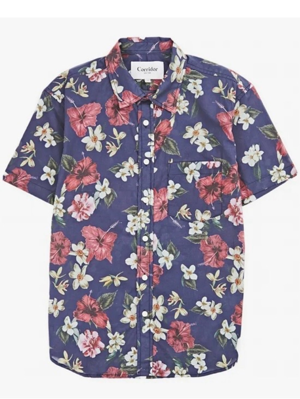 Corridor Navy hawaiian floral shirt L